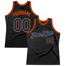 Load image into Gallery viewer, Custom Black Powder Blue-Orange Authentic Throwback Basketball Jersey
