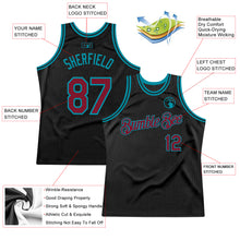 Load image into Gallery viewer, Custom Black Crimson-Teal Authentic Throwback Basketball Jersey
