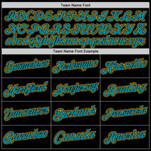 Load image into Gallery viewer, Custom Black Teal-Gold Authentic Throwback Basketball Jersey
