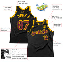 Load image into Gallery viewer, Custom Black Burgundy-Gold Authentic Throwback Basketball Jersey
