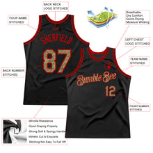 Load image into Gallery viewer, Custom Black Camo-Red Authentic Throwback Basketball Jersey
