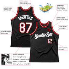 Load image into Gallery viewer, Custom Black White-Red Authentic Throwback Basketball Jersey
