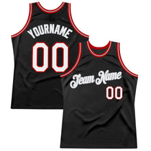 Load image into Gallery viewer, Custom Black White-Red Authentic Throwback Basketball Jersey
