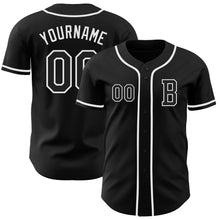Load image into Gallery viewer, Custom Black White Authentic Baseball Jersey
