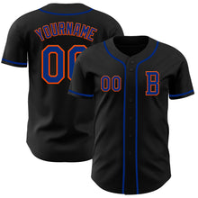 Load image into Gallery viewer, Custom Black Royal-Orange Authentic Baseball Jersey
