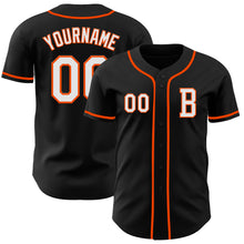 Load image into Gallery viewer, Custom Black White-Orange Authentic Baseball Jersey
