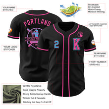 Load image into Gallery viewer, Custom Black Sky Blue-Pink Authentic Baseball Jersey

