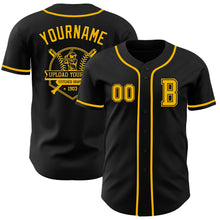Load image into Gallery viewer, Custom Black Gold Authentic Baseball Jersey
