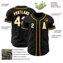 Load image into Gallery viewer, Custom Black White-Gold Authentic Baseball Jersey
