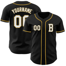 Load image into Gallery viewer, Custom Black White-Old Gold Authentic Baseball Jersey
