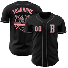 Load image into Gallery viewer, Custom Black Medium Pink-Steel Gray Authentic Baseball Jersey
