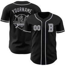 Load image into Gallery viewer, Custom Black Gray-White Authentic Baseball Jersey
