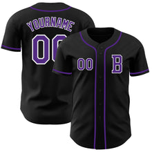 Load image into Gallery viewer, Custom Black Purple-White Authentic Baseball Jersey
