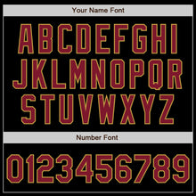Load image into Gallery viewer, Custom Black Crimson-Old Gold Authentic Baseball Jersey
