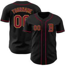 Load image into Gallery viewer, Custom Black Crimson-Old Gold Authentic Baseball Jersey

