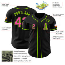 Load image into Gallery viewer, Custom Black Pink-Neon Green Authentic Baseball Jersey

