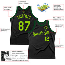 Load image into Gallery viewer, Custom Black Neon Green-Green Authentic Throwback Basketball Jersey
