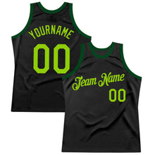 Load image into Gallery viewer, Custom Black Neon Green-Green Authentic Throwback Basketball Jersey
