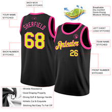 Load image into Gallery viewer, Custom Black Neon Yellow-Pink Authentic Basketball Jersey
