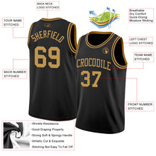Load image into Gallery viewer, Custom Black Old Gold Authentic Basketball Jersey
