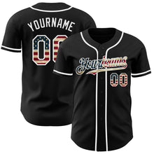 Load image into Gallery viewer, Custom Black Vintage USA Flag-White Authentic Baseball Jersey
