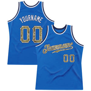 Custom Blue Camo-Navy Authentic Throwback Basketball Jersey