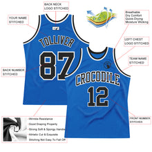 Load image into Gallery viewer, Custom Blue Black-White Authentic Throwback Basketball Jersey
