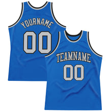 Load image into Gallery viewer, Custom Blue Gray-Black Authentic Throwback Basketball Jersey
