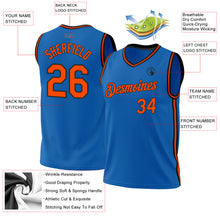 Load image into Gallery viewer, Custom Blue Orange-Black Authentic Throwback Basketball Jersey
