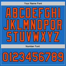 Load image into Gallery viewer, Custom Blue Orange-Black Authentic Throwback Basketball Jersey
