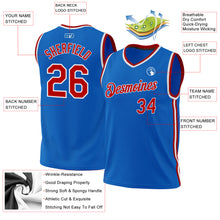Load image into Gallery viewer, Custom Blue Red-White Authentic Throwback Basketball Jersey
