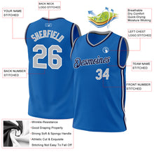 Load image into Gallery viewer, Custom Blue Gray-Navy Authentic Throwback Basketball Jersey
