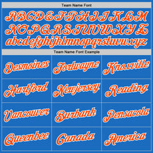 Load image into Gallery viewer, Custom Blue Orange-White Authentic Throwback Basketball Jersey
