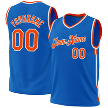 Load image into Gallery viewer, Custom Blue Orange-White Authentic Throwback Basketball Jersey
