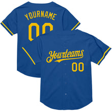 Load image into Gallery viewer, Custom Blue Yellow Mesh Authentic Throwback Baseball Jersey
