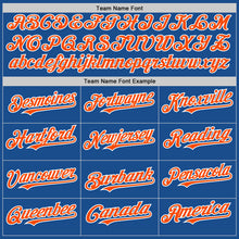 Load image into Gallery viewer, Custom Blue Orange-White Mesh Authentic Throwback Baseball Jersey
