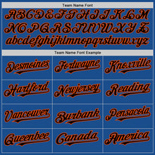 Load image into Gallery viewer, Custom Blue Black-Orange Mesh Authentic Throwback Baseball Jersey
