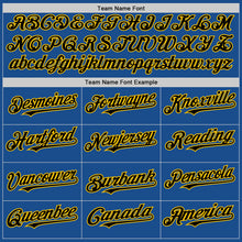 Load image into Gallery viewer, Custom Blue Black-Yellow Mesh Authentic Throwback Baseball Jersey
