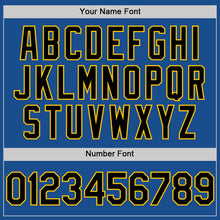 Load image into Gallery viewer, Custom Blue Black-Yellow Mesh Authentic Throwback Baseball Jersey
