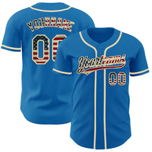 Load image into Gallery viewer, Custom Blue Vintage USA Flag-Cream Authentic Baseball Jersey
