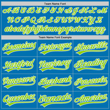 Load image into Gallery viewer, Custom Blue Neon Green-White Authentic Baseball Jersey
