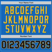 Load image into Gallery viewer, Custom Blue Black-Gold Authentic Throwback Basketball Jersey
