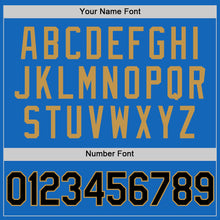 Load image into Gallery viewer, Custom Blue Black-Old Gold Authentic Throwback Basketball Jersey
