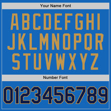 Load image into Gallery viewer, Custom Blue Navy-Old Gold Authentic Throwback Basketball Jersey
