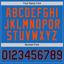 Load image into Gallery viewer, Custom Blue Navy-Orange Authentic Throwback Basketball Jersey
