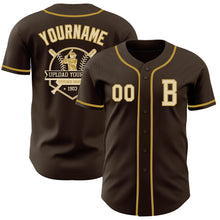 Load image into Gallery viewer, Custom Brown Cream-Old Gold Authentic Baseball Jersey
