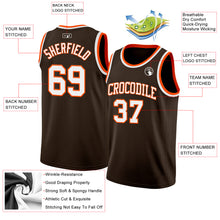Load image into Gallery viewer, Custom Brown White-Orange Authentic Basketball Jersey

