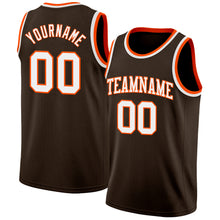 Load image into Gallery viewer, Custom Brown White-Orange Authentic Basketball Jersey
