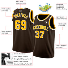 Load image into Gallery viewer, Custom Brown Gold-White Authentic Basketball Jersey
