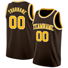 Load image into Gallery viewer, Custom Brown Gold-White Authentic Basketball Jersey
